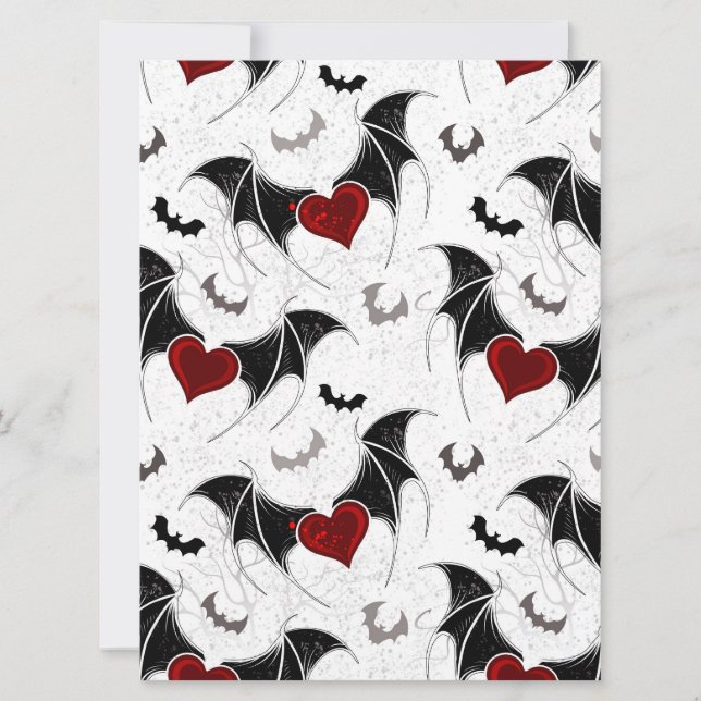 Halloween heart with black bat wings holiday card (Front)
