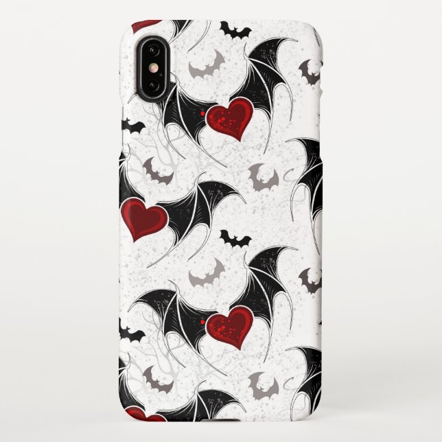 Halloween heart with black bat wings iPhone case (Back)