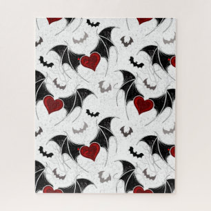 Halloween heart with black bat wings jigsaw puzzle