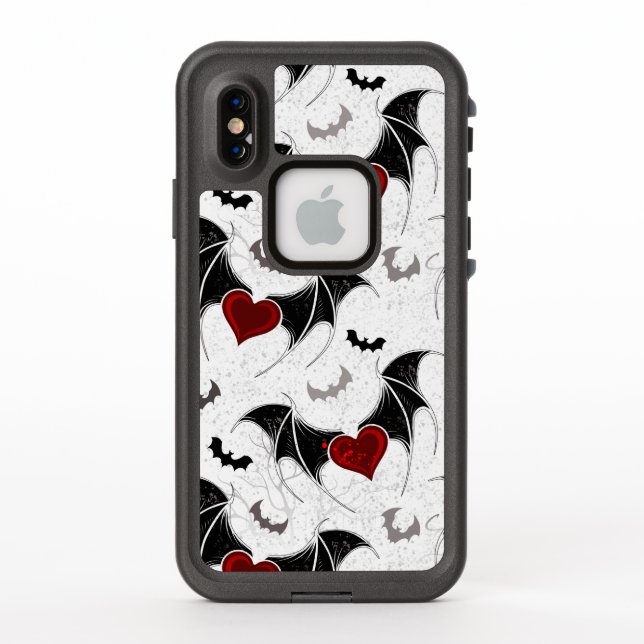 Halloween heart with black bat wings LifeProof iPhone case (Back)