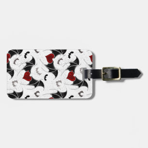 Halloween heart with black bat wings luggage tag