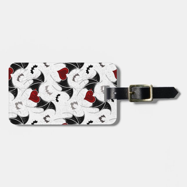 Halloween heart with black bat wings luggage tag (Front Horizontal)