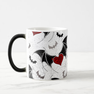 Halloween heart with black bat wings magic mug