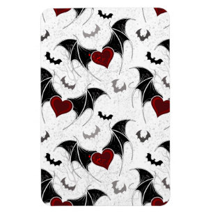 Halloween heart with black bat wings magnet