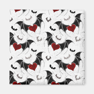 Halloween heart with black bat wings magnet