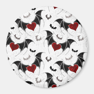 Halloween heart with black bat wings magnet