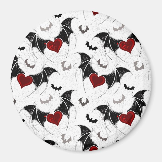 Halloween heart with black bat wings magnet (Front)