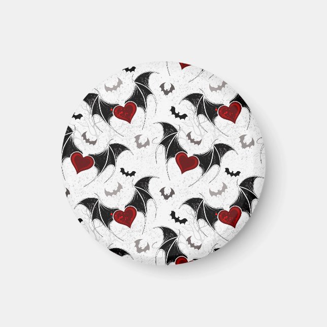 Halloween heart with black bat wings magnet (Front)