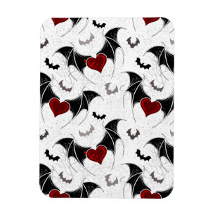 Halloween heart with black bat wings magnet