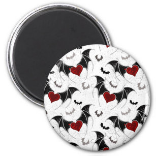 Halloween heart with black bat wings magnet