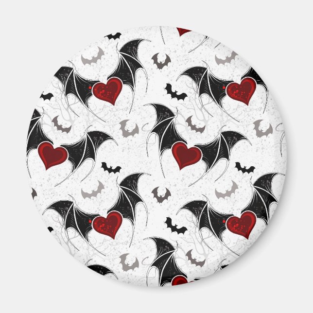 Halloween heart with black bat wings magnet (Front)