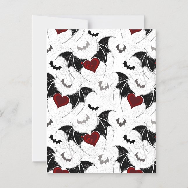 Halloween heart with black bat wings magnetic invitation (Front)
