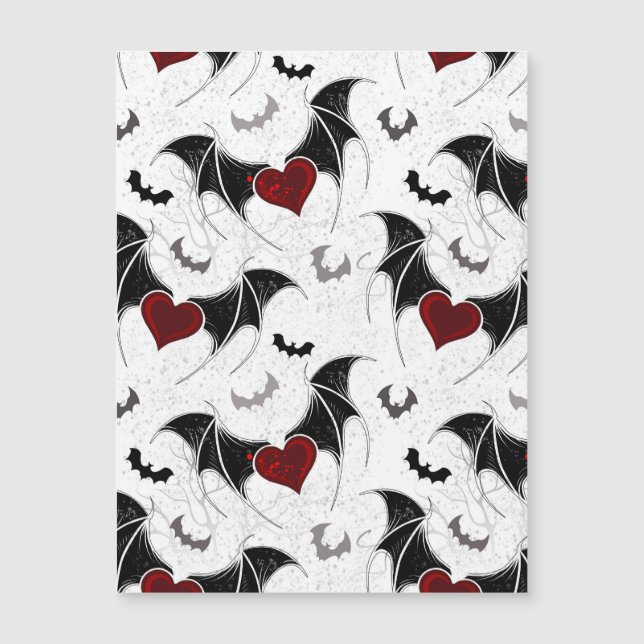 Halloween heart with black bat wings magnetic invitation (Front)