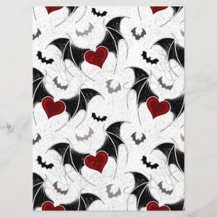 Halloween heart with black bat wings menu