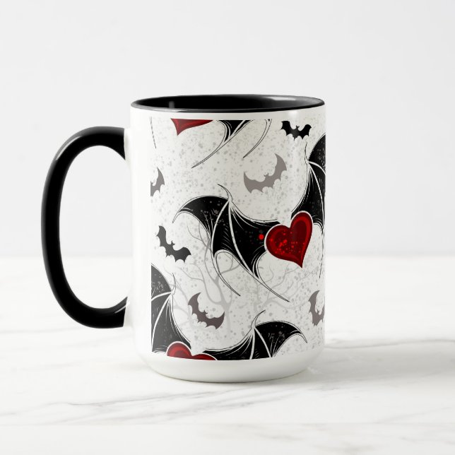 Halloween heart with black bat wings mug (Left)