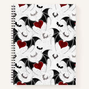 Halloween heart with black bat wings notebook
