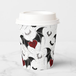 Halloween heart with black bat wings paper cups