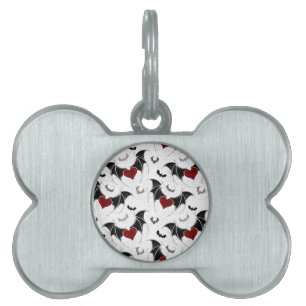 Halloween heart with black bat wings pet ID tag