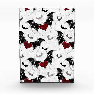Halloween heart with black bat wings photo block