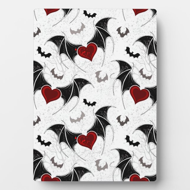 Halloween heart with black bat wings plaque (Front)