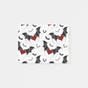 Halloween heart with black bat wings post-it notes