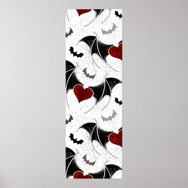 Halloween heart with black bat wings poster (Front)