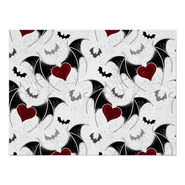 Halloween heart with black bat wings poster (Front)