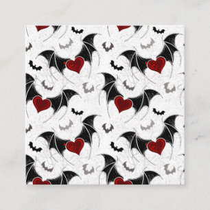 Halloween heart with black bat wings referral card