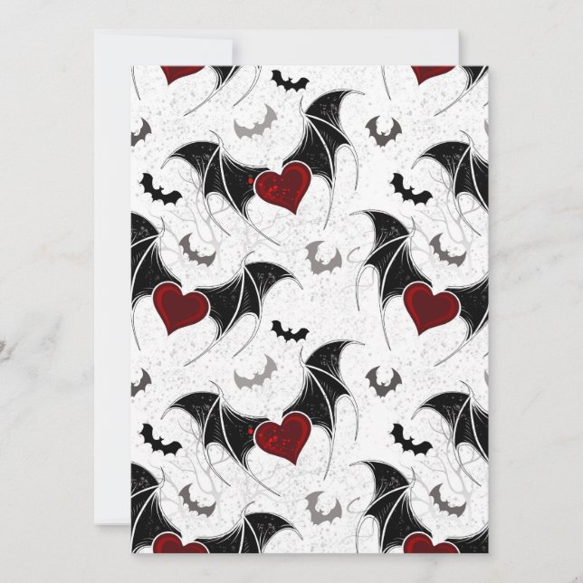 Halloween heart with black bat wings save the date (Front)