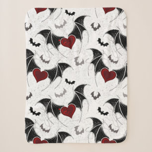 Halloween heart with black bat wings sherpa blanket