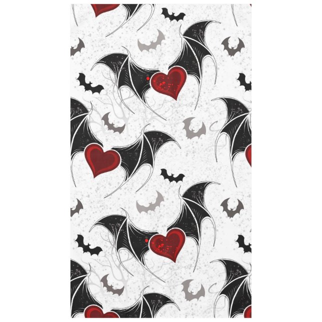 Halloween heart with black bat wings tablecloth (Front)