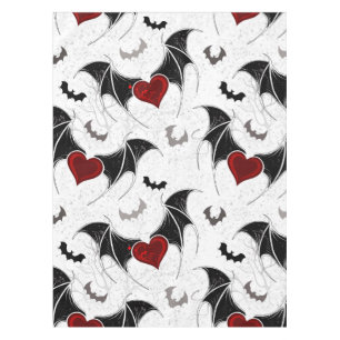 Halloween heart with black bat wings tablecloth