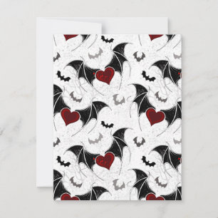 Halloween heart with black bat wings thank you card