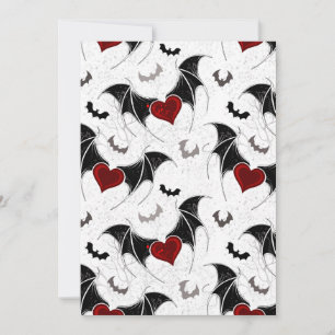 Halloween heart with black bat wings thank you card
