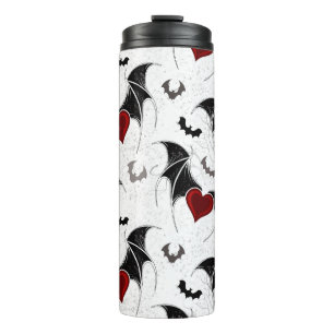 Halloween heart with black bat wings thermal tumbler