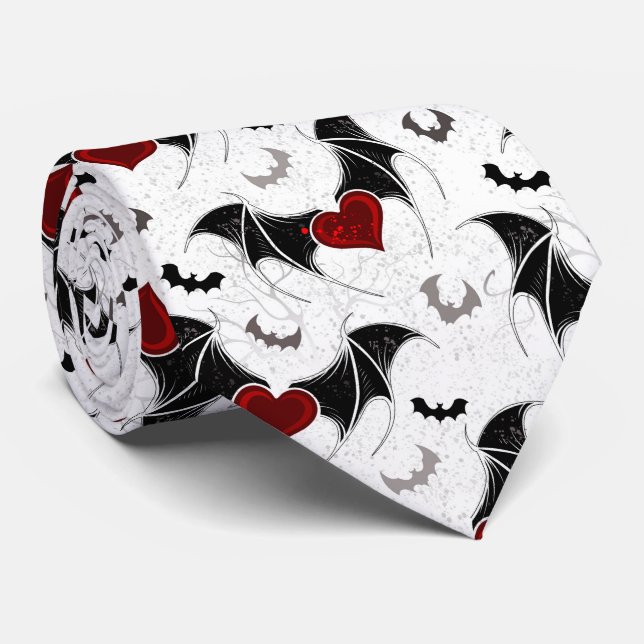 Halloween heart with black bat wings tie (Rolled)