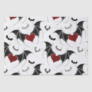 Halloween heart with black bat wings tissue paper