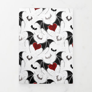 Halloween heart with black bat wings Tri-Fold announcement