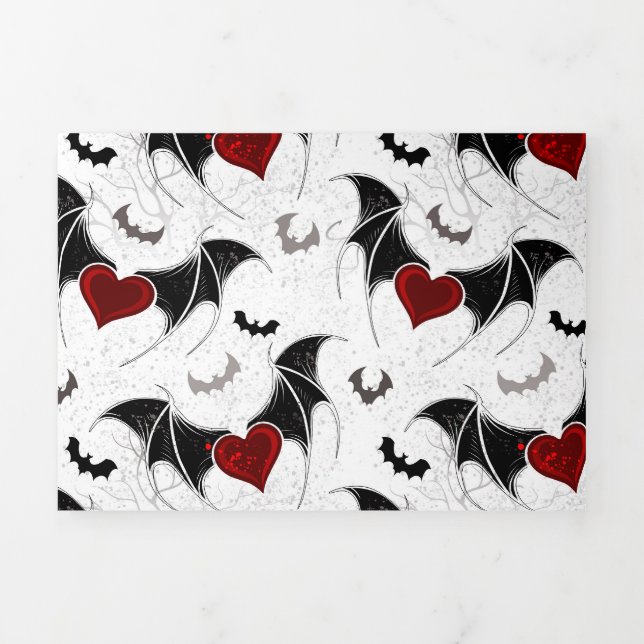Halloween heart with black bat wings Tri-Fold programme (Cover)