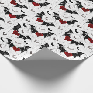Halloween heart with black bat wings wrapping paper