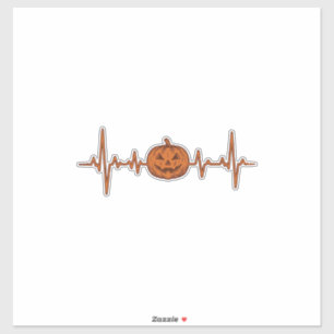 Halloween Heartbeat Pumpkin Vintage Vector Design_