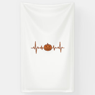 Halloween Heartbeat Pumpkin Vintage Vector Design_ Banner