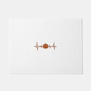 Halloween Heartbeat Pumpkin Vintage Vector Design_ Doormat