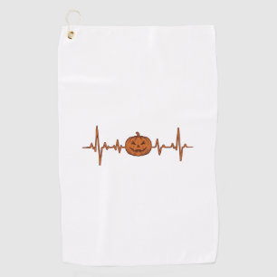 Halloween Heartbeat Pumpkin Vintage Vector Design_ Golf Towel