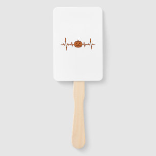 Halloween Heartbeat Pumpkin Vintage Vector Design_ Hand Fan