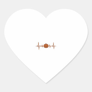 Halloween Heartbeat Pumpkin Vintage Vector Design_ Heart Sticker