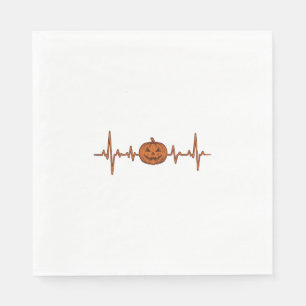 Halloween Heartbeat Pumpkin Vintage Vector Design_ Napkin