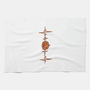 Halloween Heartbeat Pumpkin Vintage Vector Design_ Tea Towel