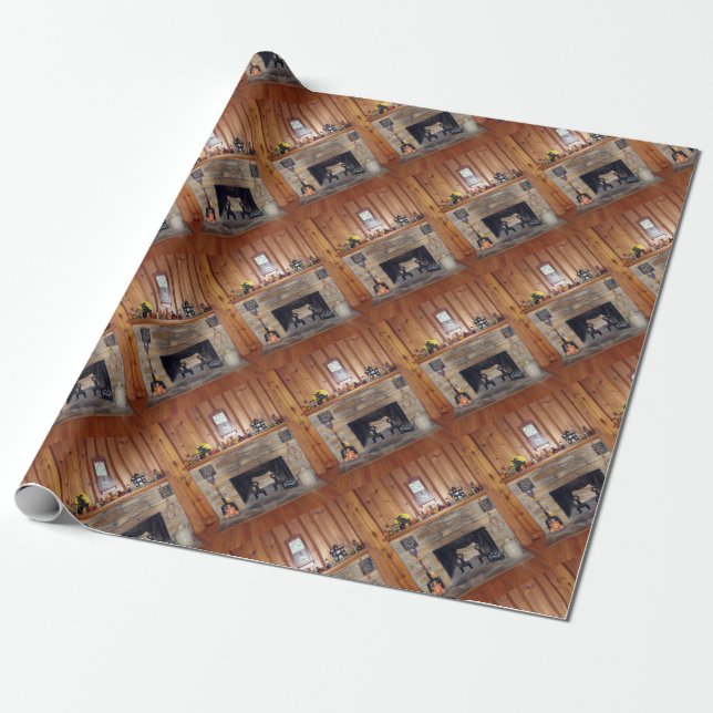 Halloween Hearth Wrapping Paper (Unrolled)