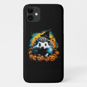 Halloween Hedgehog and pumpkins cute iPhone 11 Case
